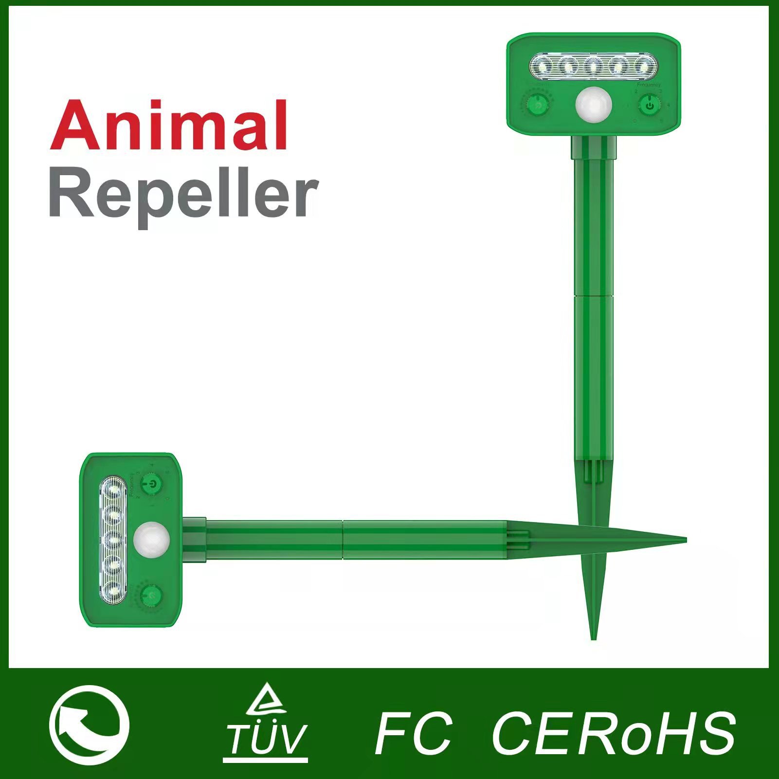 Unidad solar Ultrasonido Animal Repellente Repelente image 1