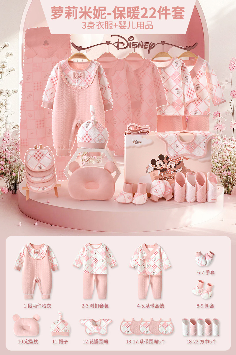ディズニー ベビーギフトボックス 新生児服 純綿セット 新生児 女の子 満月祝いギフト 高級