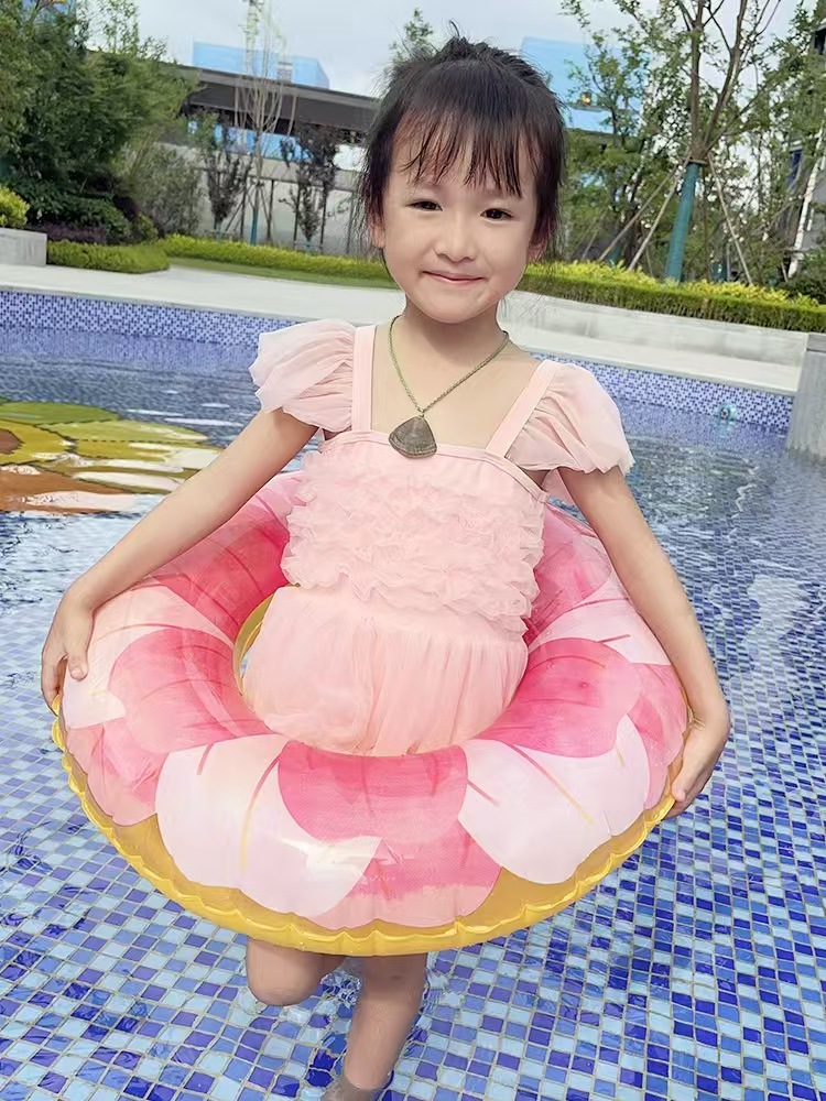 Nuevo anillo de natación para padres e hijos red retro doble bolsa de aire bajo la axila verde engrosado anillo flotante inflable al aire libre