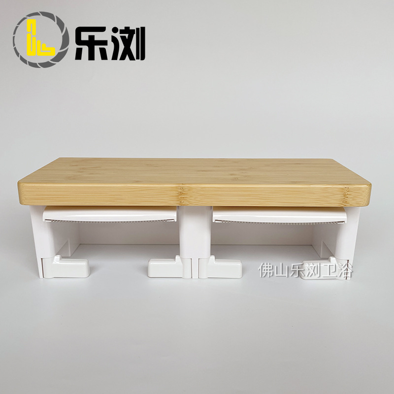 Cross-Border Bamboo Paper Towel Holder for Hotels, Guesthouses, Restaurants, Bathrooms, Toilets, Wall-Mounted Double Roll Paper Storage Rack Box
