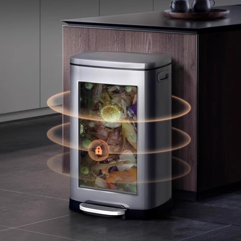 Basurera de acero inoxidable cocina doméstica pie con cubierta hotel oficina comercial super grande capacidad 50 litros