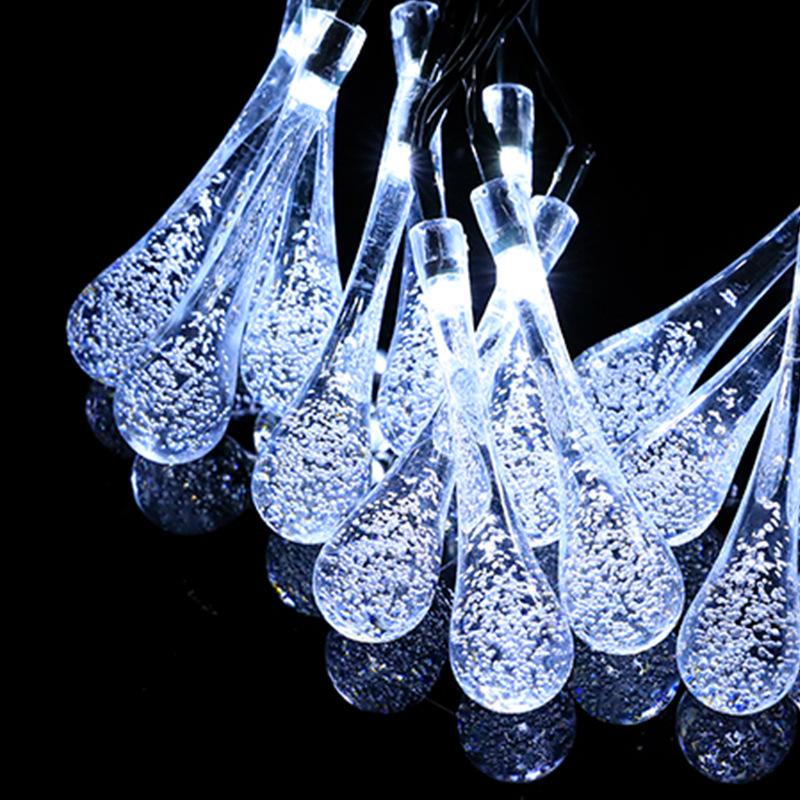 LED Bola de burbuja solar Cadena de luz bola de cristal gota de agua estrella de cinco puntas decoración de vacaciones de Navidad al aire libre a prueba de agua luces de colores