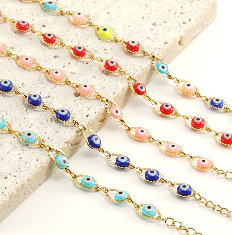 304 Stainless Steel Chain Material 1 Piece Quantity Fashion Devil'S Eye 304 Stainless Steel 18K Gold Plated Stainless Steel Bracelets In Bulk
