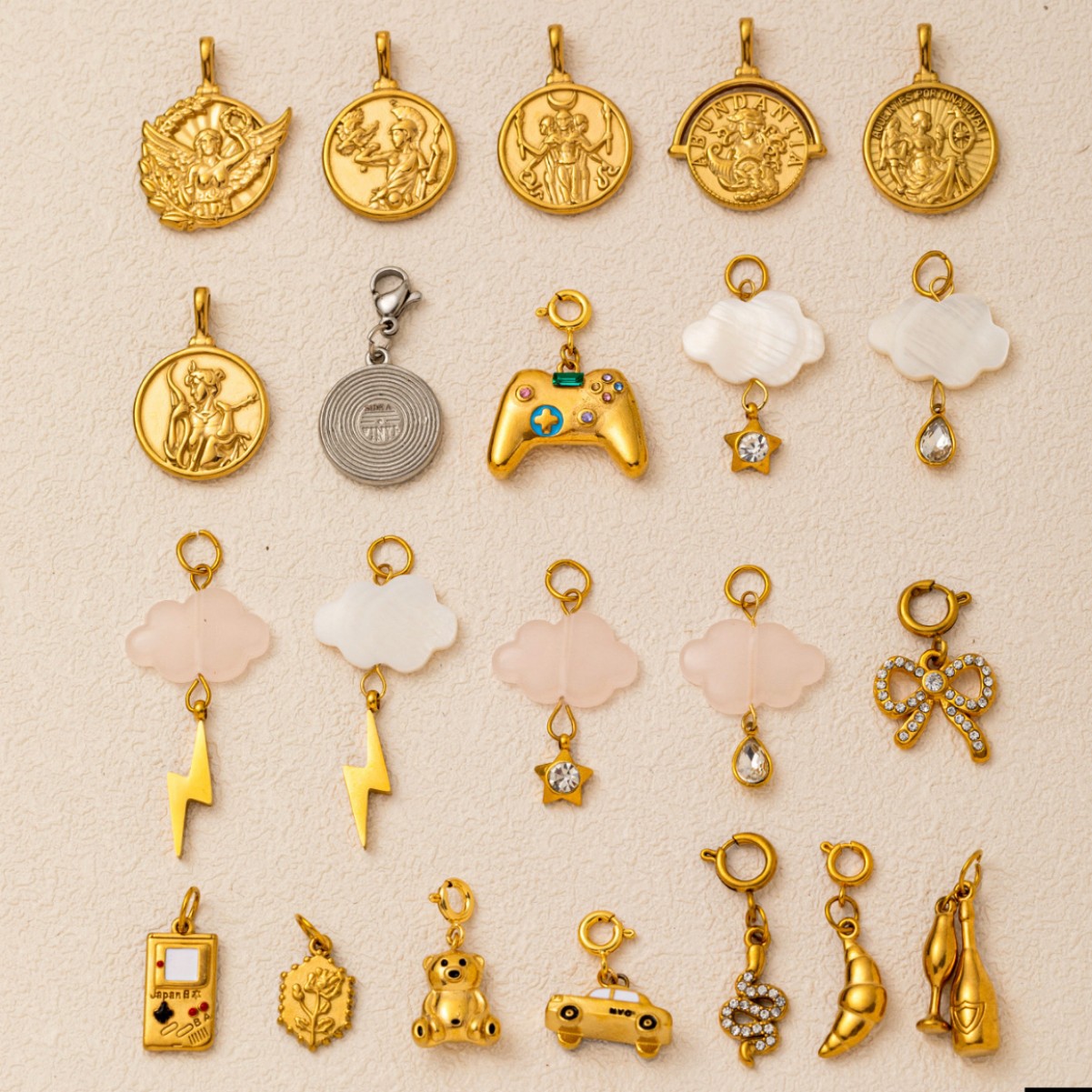 European and American Cross-Border New Stainless Steel Star Cloud Pendant DIY Accessories Furnace Vacuum Electroplating 18K Gold Color Retention