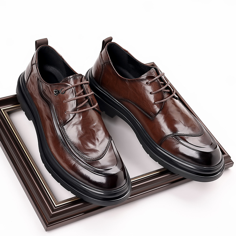 Zapatos de cuero para hombres de verano transpirables vestidos de negocios zapatos de cuero para hombres estilo británico retro marrón casual zapatos de boda novio