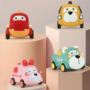 Cartoon toy car vinyl animal children's inertial car soft rubber dinosaur bite baby drop-resistant mini car