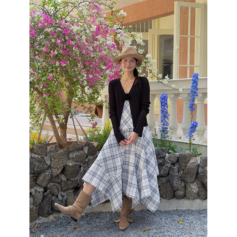 [Island Ranch] Song Ming Irregular V-neck Strap dress Women's Summer Waist Inner Long Dress W910B