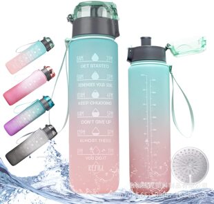 1000ML���uTritan�\�ӽ������zˮ��ĥɰ���ַ�©ˮƿ�W��̫�ձ���