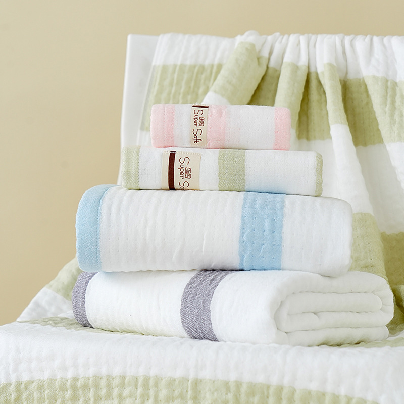 Towel Set Absorbent Square Towel Bath Towel Home Daily Use Supermarket Gauze Cotton Japanese Style Adult Quick-Dry Pure Cotton Material