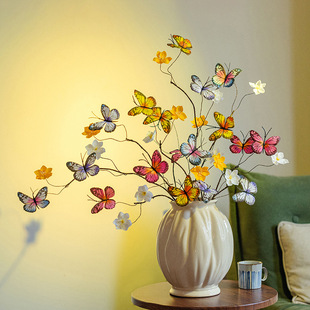 Flowers, Dead Branches, Butterflies, Artificial Flowers, Decorative Flower Arrangements, Creative Furnishings, Home Entrance Floral Arrangements, Pastoral Style Furnishings