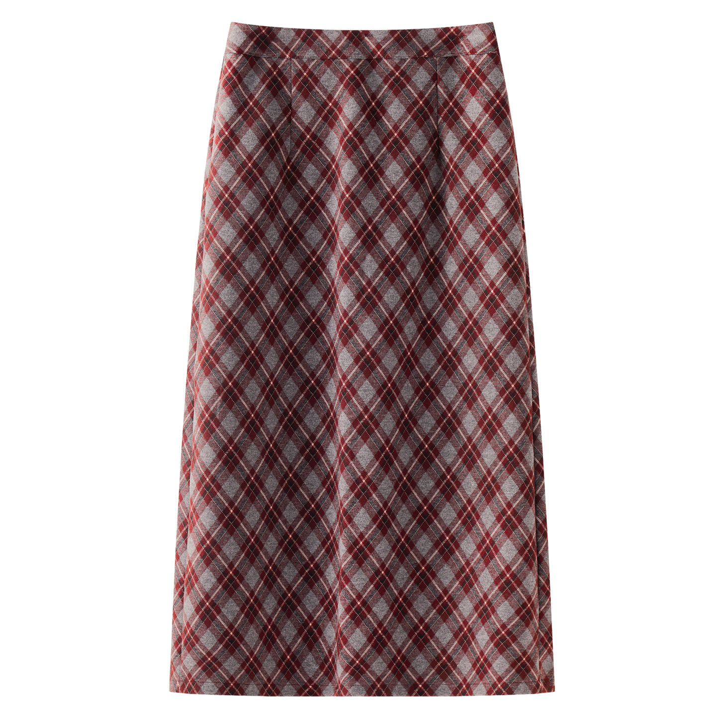 Red Woolen Plaid Skirt for Women 2025 Autum New High-Waisted Slit Mid-Length Elegant Hip-Hugging Straight Skirt