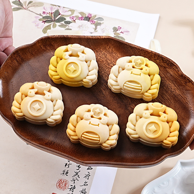 月饼模具新款2025国潮宫廷风招财螃蟹手压做绿豆糕点心磨家用烘焙|undefined