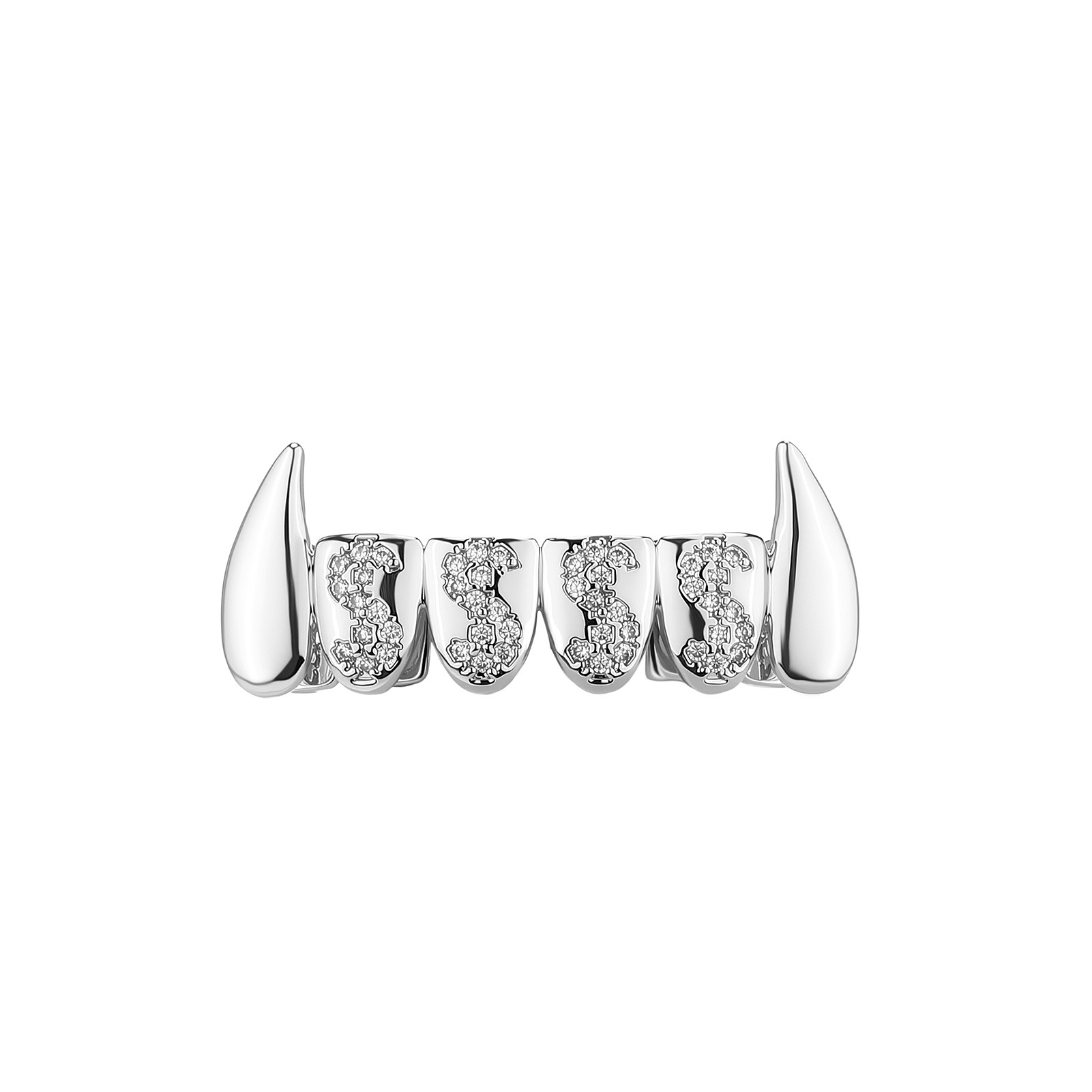 Vampire Fangs Dental Grill With Diamonds For Halloween Costume_voghion.com