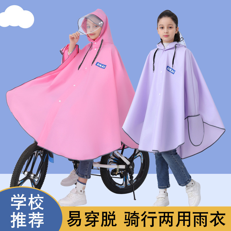Raincoat and Poncho for Boys and Girls, Cycling and Walking Raincoat, Rainproof Student-Specific Poncho with School Bag