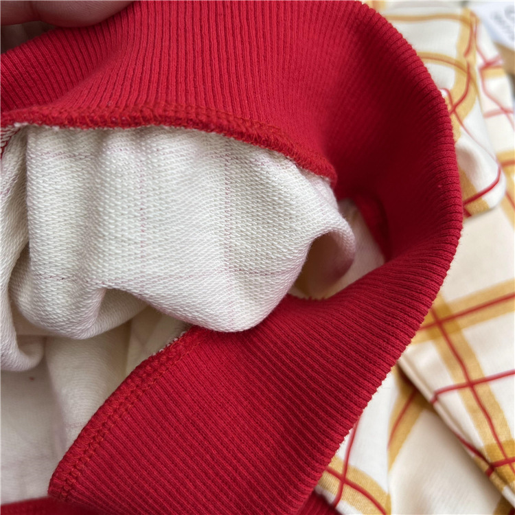 Felpa con cappuccio a quadri stampata per bambini 2024, un nuovo prodotto autunnale dalla Corea del Sud, con scollo rotondo dai colori vivaci_voghion.com