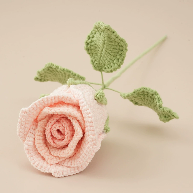 Винное стекло роза отделка чисто ручное плетение букет домашняя декора crochet имитационный цветок шерстяной подарок для подруги
