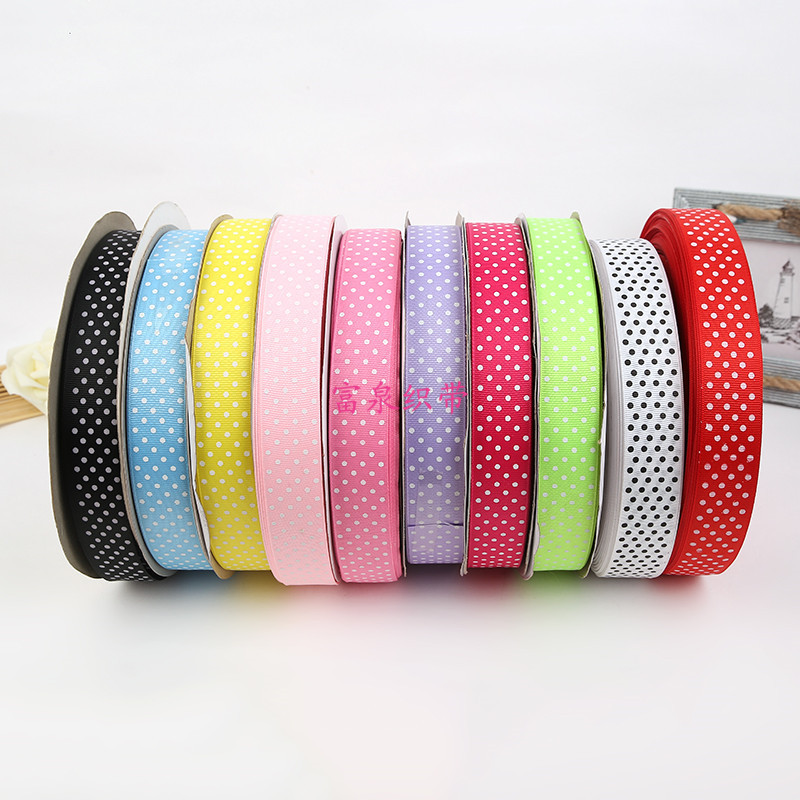 Cinta al por mayor 2,5 cm color Polka Dot cinta DIY cinta decoración de vacaciones horquilla para niños banda para el cabello