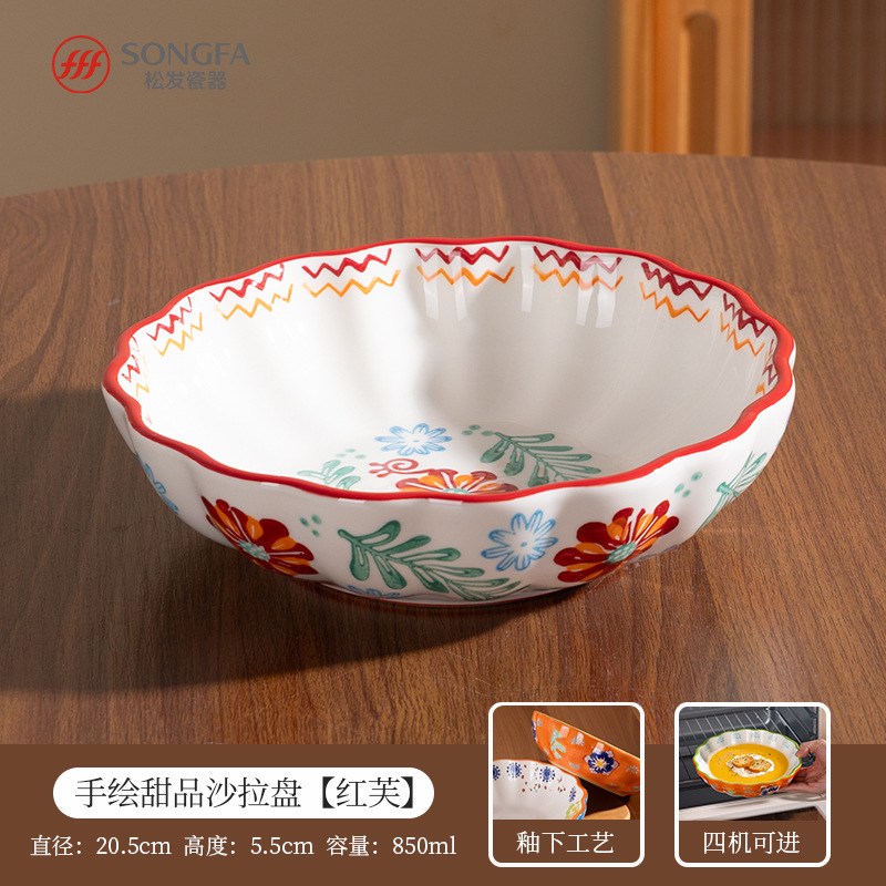 Plato de frutas de porcelana de cabello suelto pintado a mano nuevo tipo de mesa de té de sala de estar dulces plato de frutas secas plato de bocadillos plato de postre
