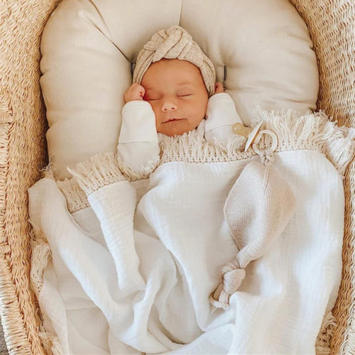 New European and American Children's Blanket, Baby Gauze Double Layer Pure Cotton Bath Wrap, Infant Fringe Blanket