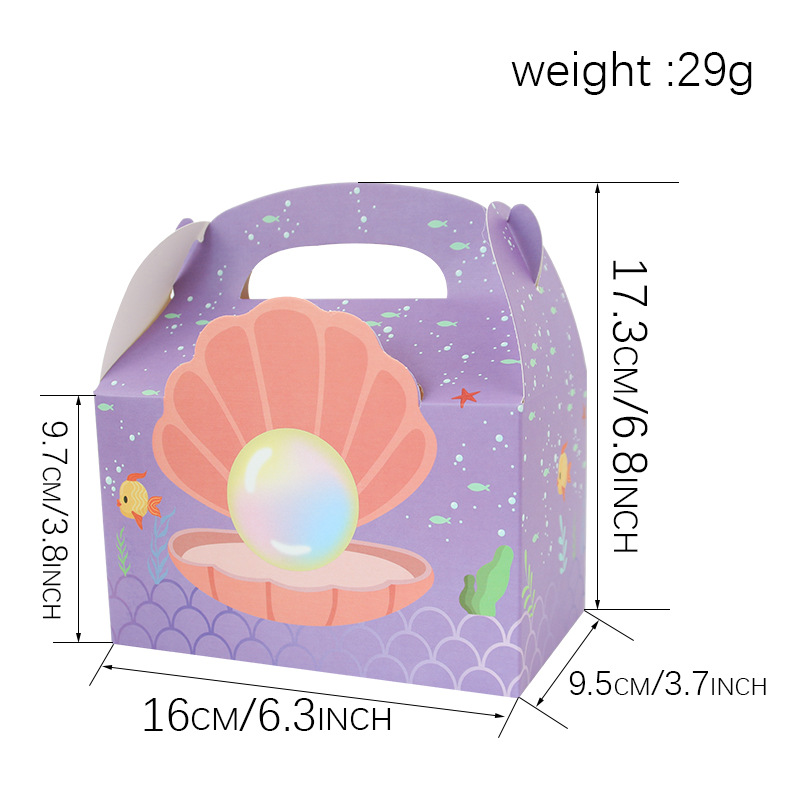 Underwater World Mermaid Candy Caja portátil Caja de galletas de regalo Caja de pastel de mano cuadrada Caja de embalaje de punto occidental