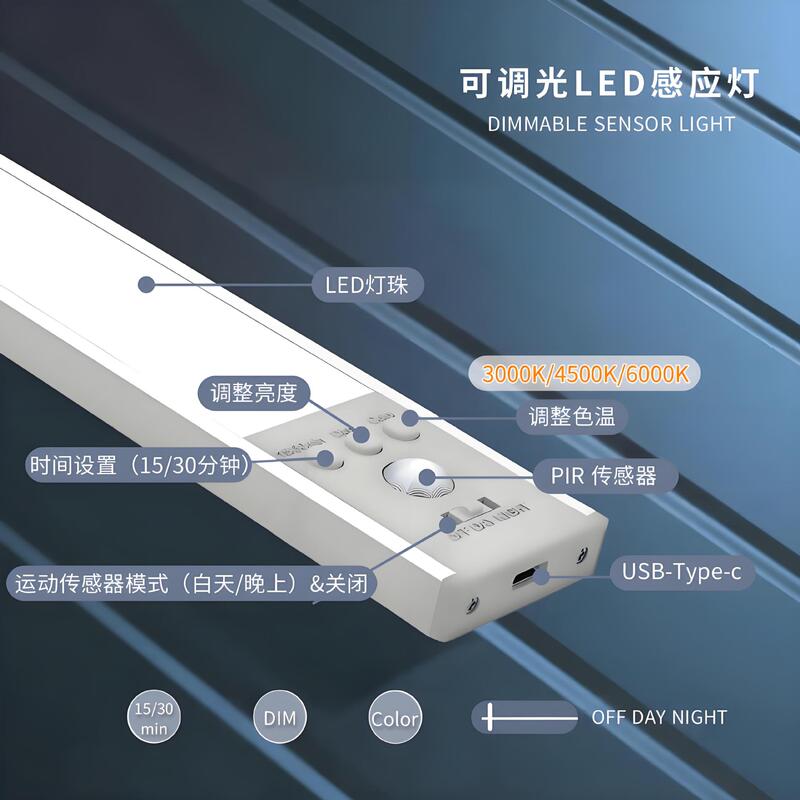 USB 充電式スマートセンサーテーブルランプ超薄型磁気自己粘着学生寮のベッドサイド目の保護 LED ナイトライト|undefined