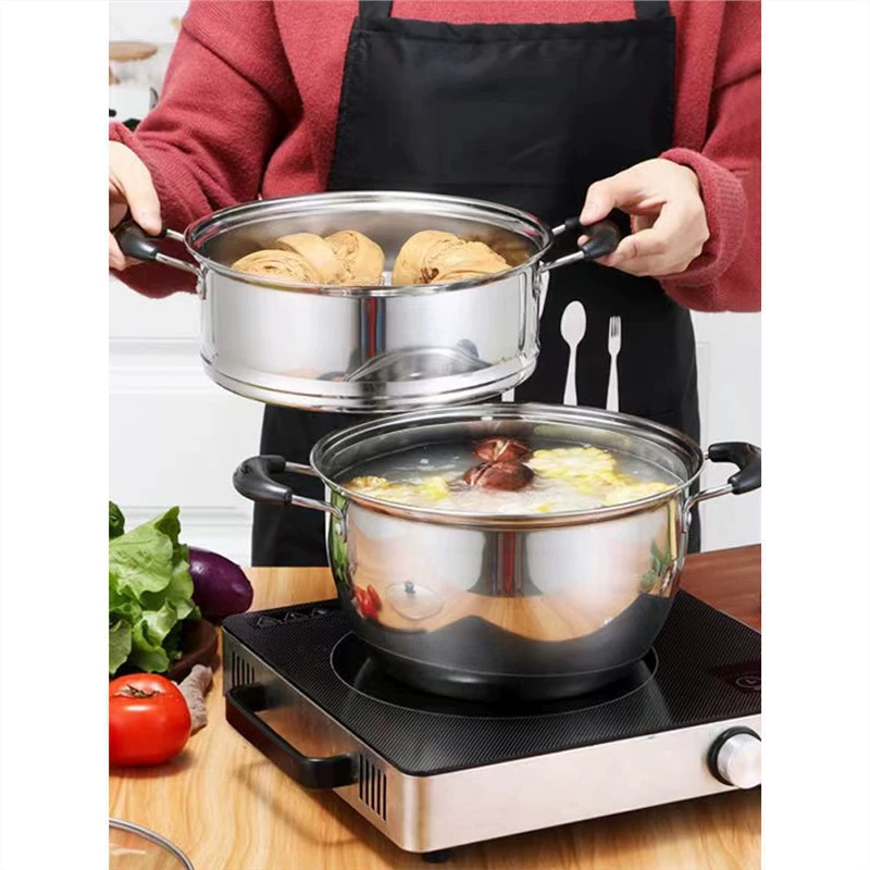 Soup pot steamer milk pot household stainless steel pot gas and induction cooker universal small stew pot baby food pot porridge pot hot pot