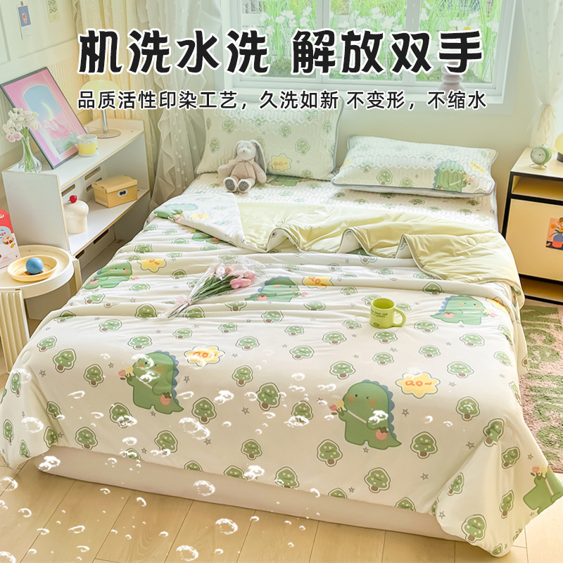 Edredón fresco de verano, colcha de aire acondicionado, lavable con lavadora, dormitorio de estudiantes de verano, colcha delgada individual y doble para niños
