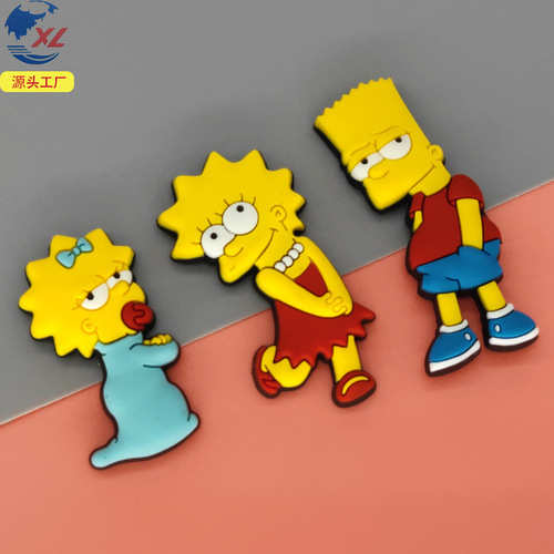 The Simpsons Refrigerator Magnet Cute Cartoon PVC Soft Plastic Three-dimensional Decoration Creative Message Board Magnetic Refrigerator Magnet