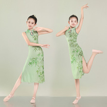 新款儿童古典舞演出服装 外婆桥舞蹈服 女童国风旗袍扇子舞练功服