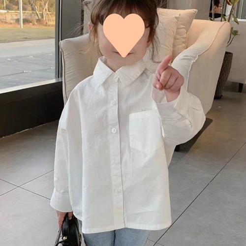 Baby Girls' Spring White Letter Korean Style Long Sleeve Shirt Cute Kids' Blouse Top Fashion