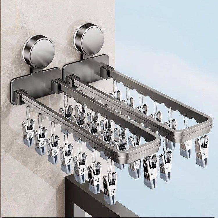 Suction Cup Sock Rack, No-Drill Balcony Wall-Mounted Household Clothes Rack, Sock Drying Tool, Bathroom Towel Rack