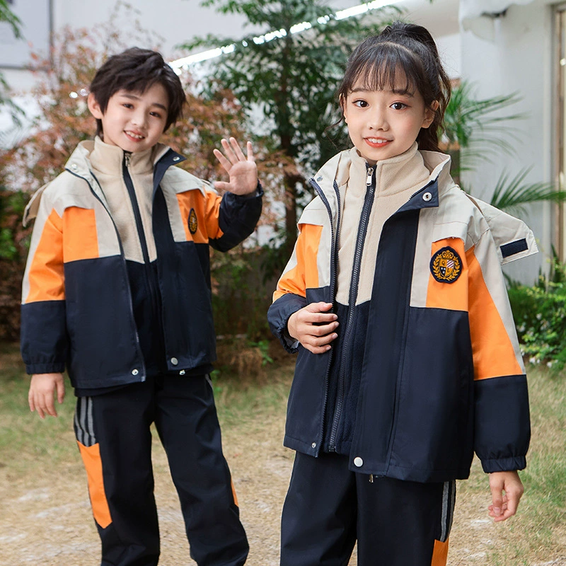  Autumn down jacket for kindergarten for elementary school students, uniform, children's sports winter set, 3 piece set