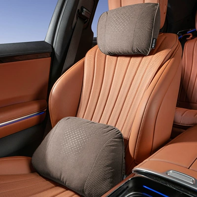 Suitable for Maybach, Mercedes-Benz, Toyota, Headrest - s-style-suede-mocha-brown-headrest-lumbar-support-set