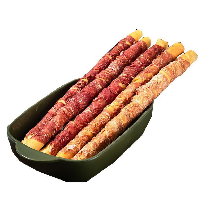 Rollo de piel de pollo, oso de peluche, perro pequeño y medio, hueso de piel de pato, barras de limpieza de dientes resistentes a la mordida, bocadillos de perro, barras de molienda