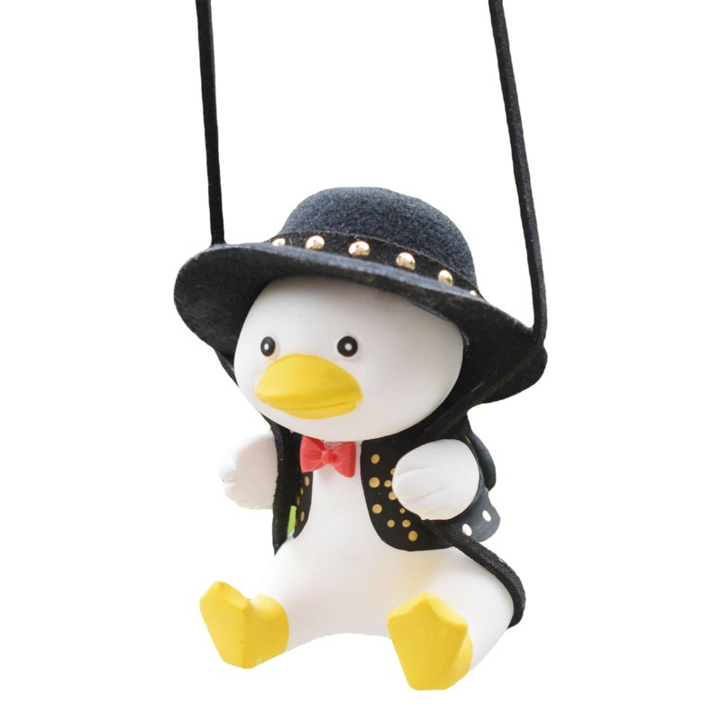 Derechos de autor transfronterizos nuevo colgante de coche columpio pato colgante de coche espejo retrovisor colgante decoración de coche juguete creativo