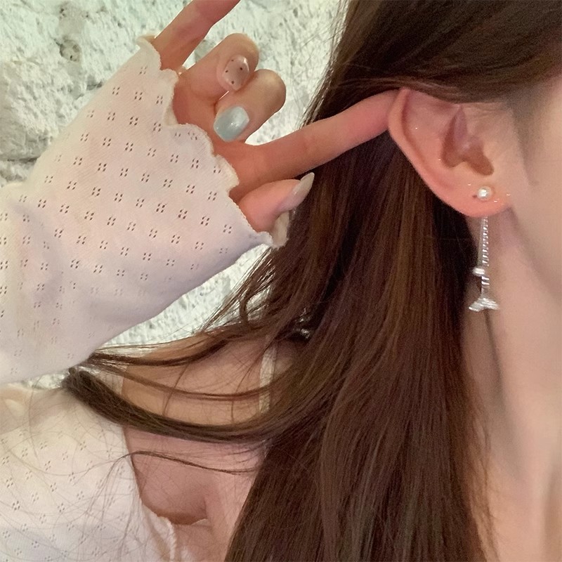 适合圆脸的两戴式耳饰鱼尾流苏珍珠耳钉女轻奢高级感气质大气耳环|undefined