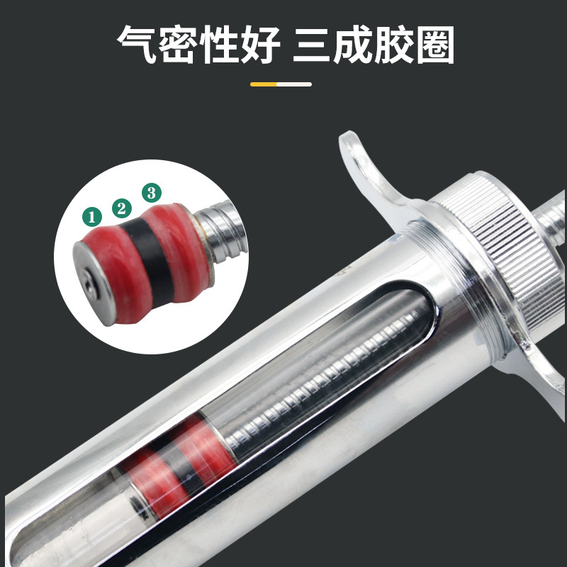 jeringa de metal veterinaria jeringa de vacunación para cerdos, ganado y ovejas jeringa de vacunación veterinaria jeringa de aguja de acero inoxidable para cerdos