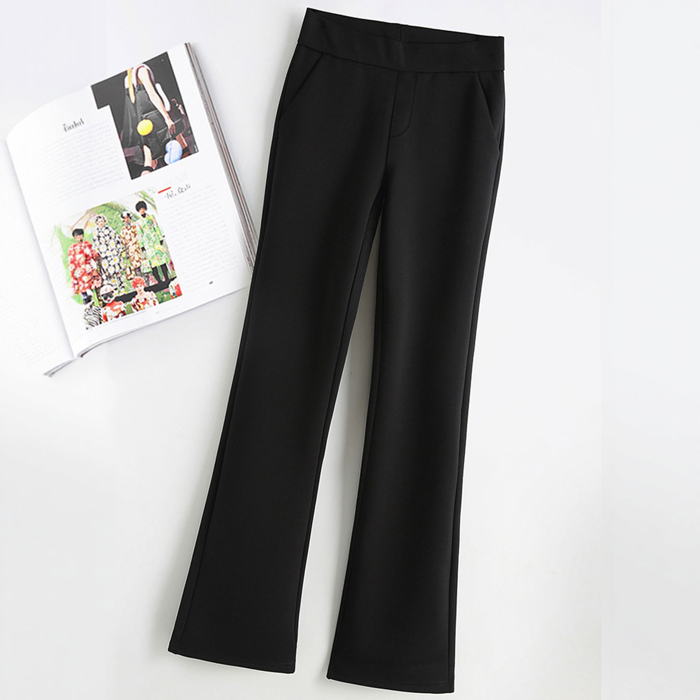 Black Flared Pants for Women 2026 New High-Waisted Drapey Wide-Leg Petite Casual Slimming Early Autumn Slightly Flared Suit Pants