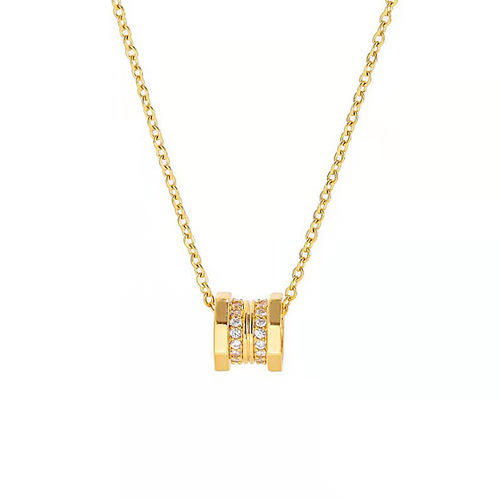 Simple and Versatile Small Waist Wheel Necklace, Stainless Steel Necklace with Fashion Micro-Set Diamond Pendant