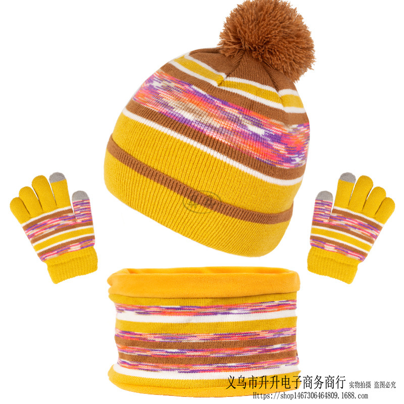 欧米のアマゾンの子供の帽子のマフラーの手袋の3つのセットの冬のベルベットのニットの保温のクリスマスのプレゼント|undefined