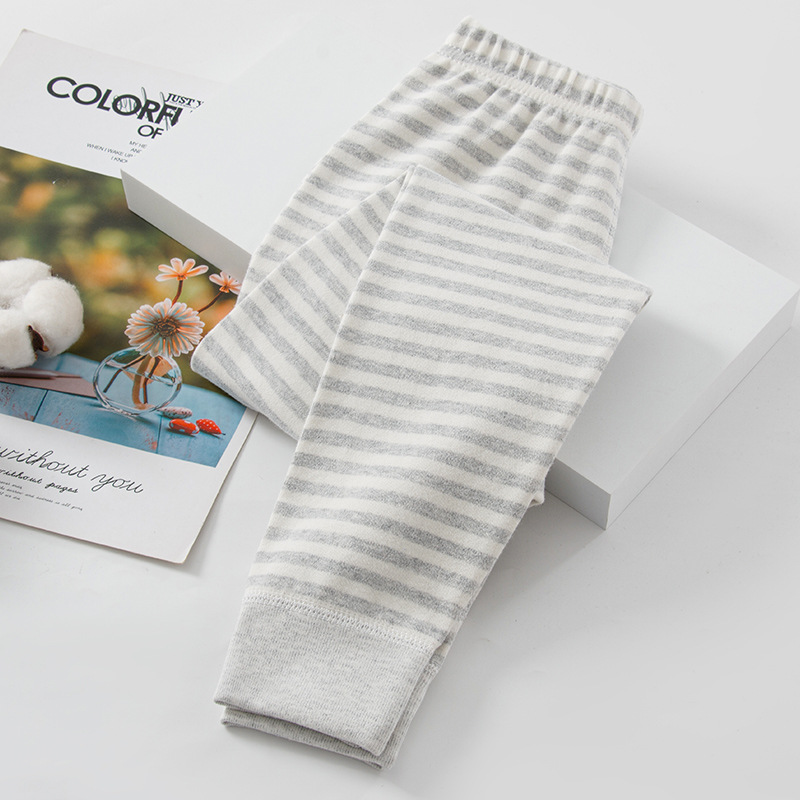 Ding-Shu Rong Colored Cotton Single Pants) Striped Gray