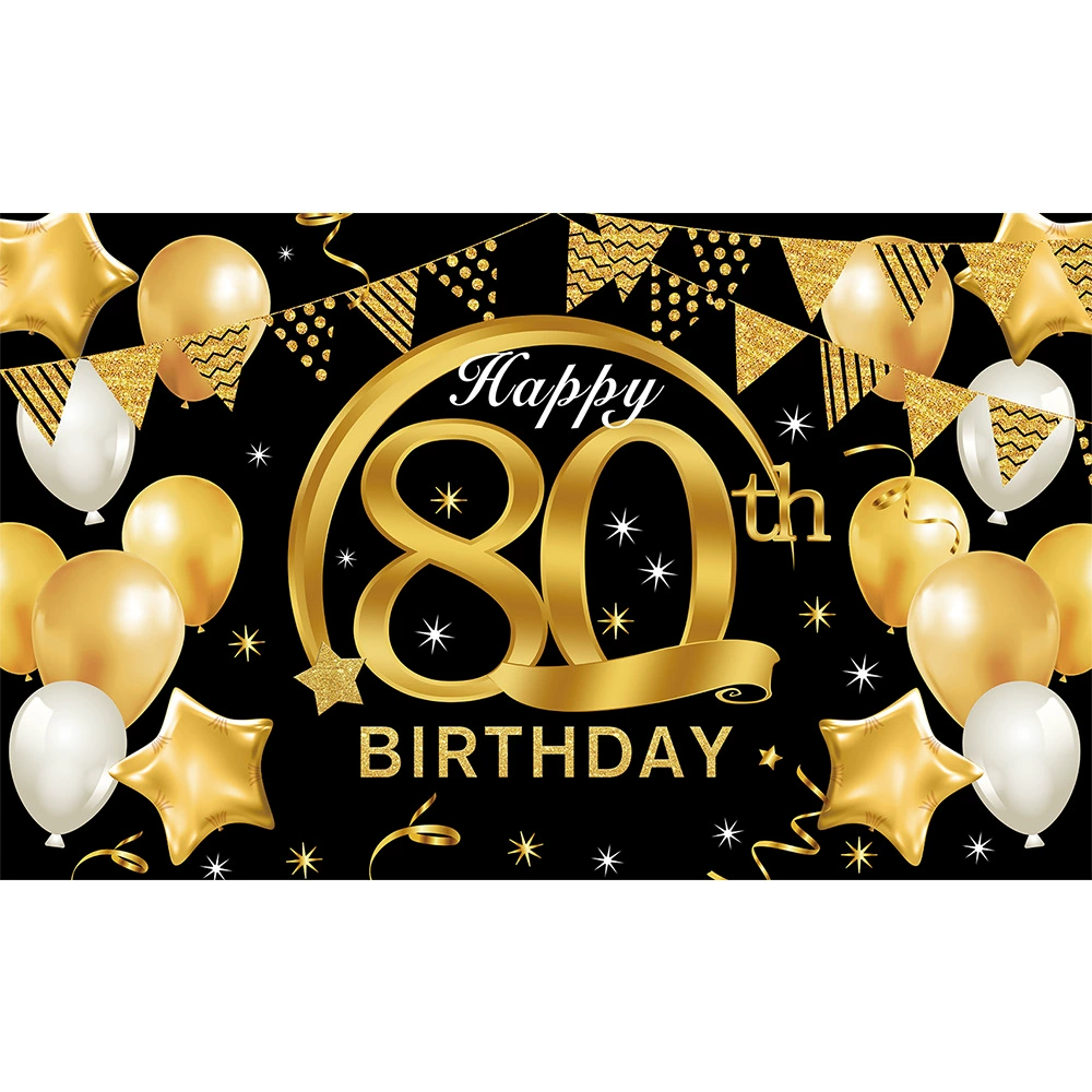 Новый день рождения фоновая ткань черное золото 100D день рождения день рождения 18 21 30 40 50 60 лет