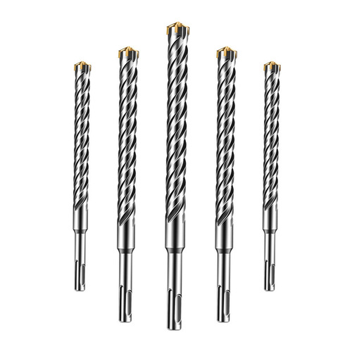 Electric hammer cross head lengthened cement reinforced concrete wall penetration impact drill bit round handle two pits two slots alloy wall drilling