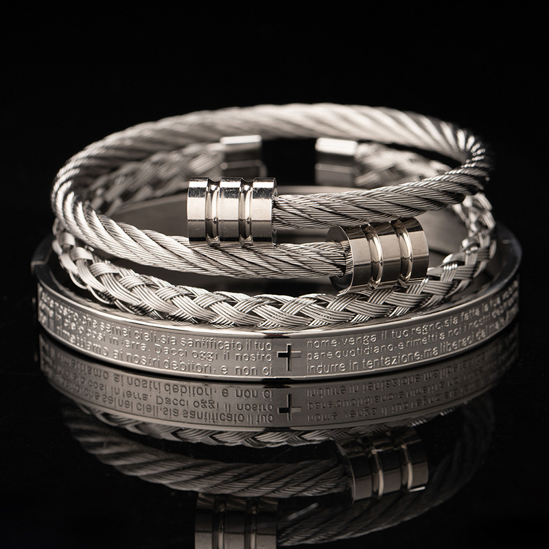 Traje de pulsera de acero de titanio tejido de Cabeza Cuadrada cilíndrica de acero inoxidable digital romano de la vendimia de los hombres vendedores calientes transfronterizos