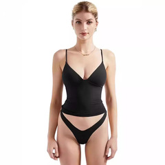 Cross-border European and American strapless bra-free women's summer outerwear inner top, Amazon best-selling v-neck milk silk vest