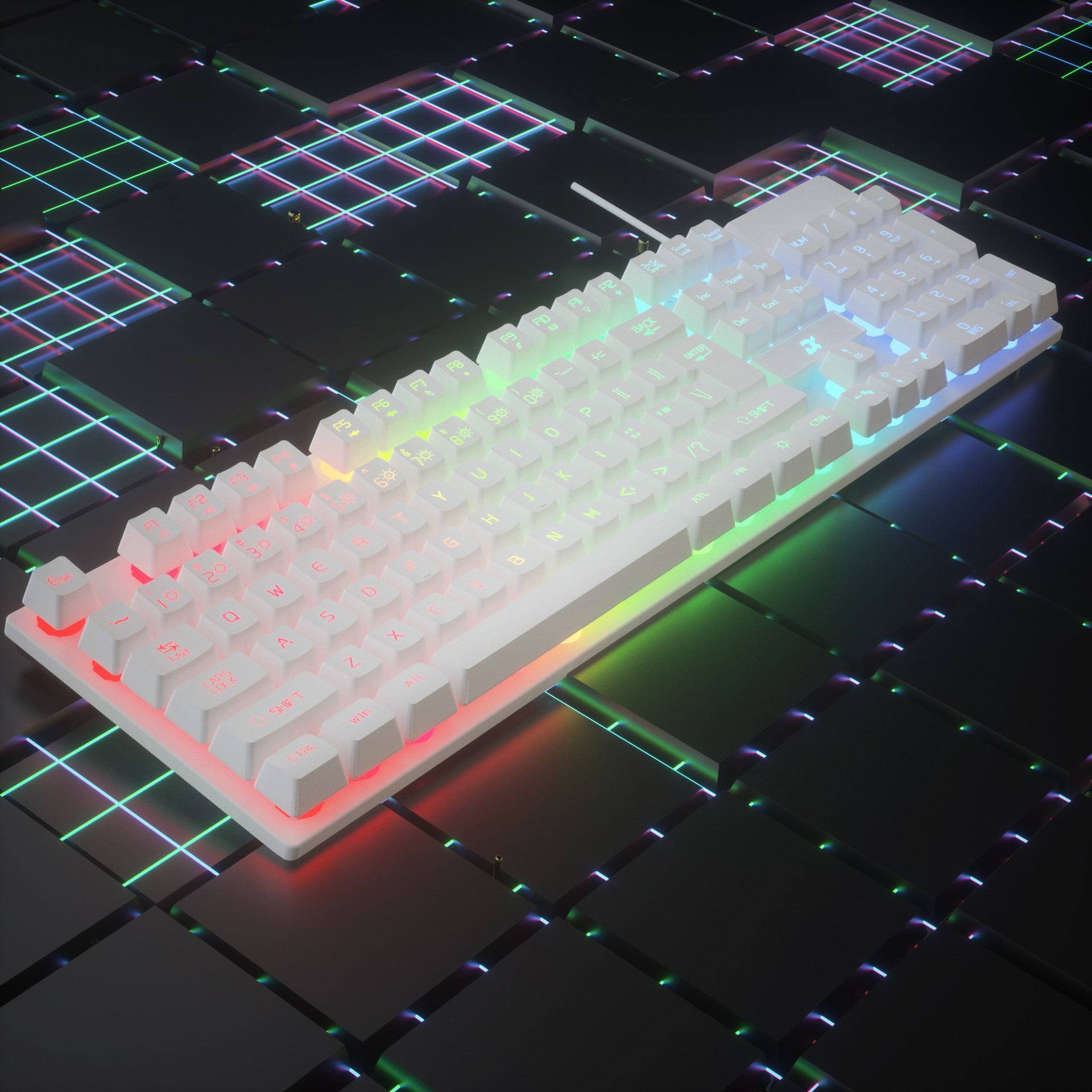Teclado luminoso cableado conjunto de ratón juegos computadora de escritorio portátil botón flotante tapa de botón sensorial mecánico cabeza USB