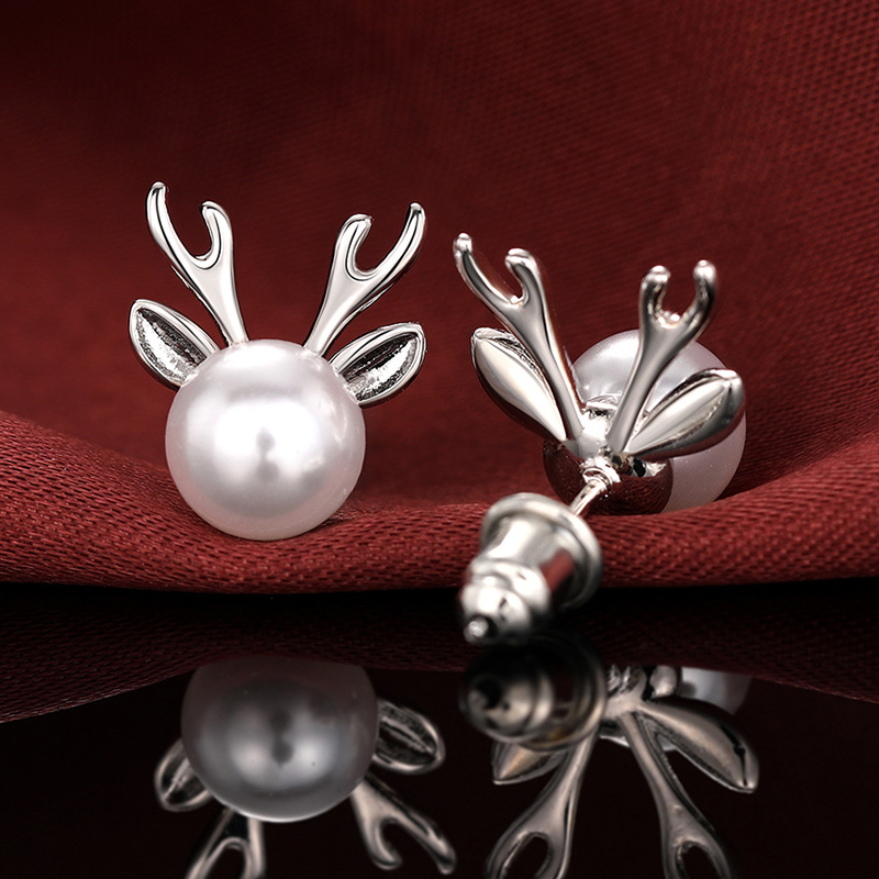 Boucles d'oreilles en bois de cerf pour femme en perles mignonnes Cao Shi, boucles d'oreilles à la mode, bijoux assortis pour Noël, cadeau_voghion.com