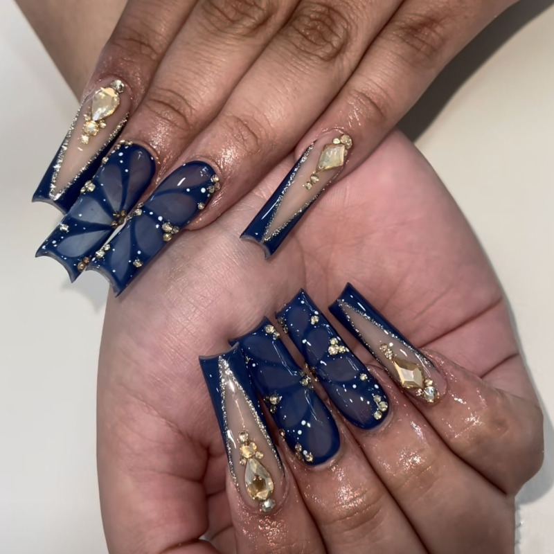 Flash Flash Diamond Nail Art Piece European and American Wear Armor Fake Nail Nail Piece Long Nail Piece Wearable Nail Sticker