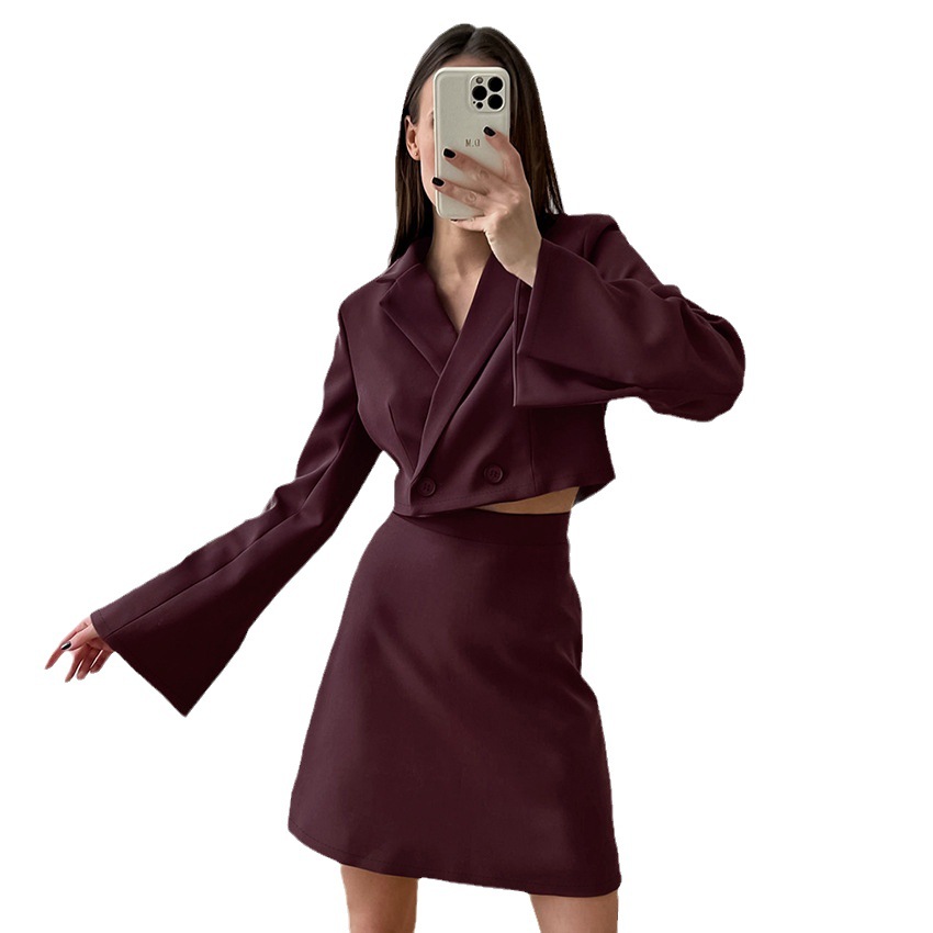 Women's solid color shirt shorts suit_voghion.com
