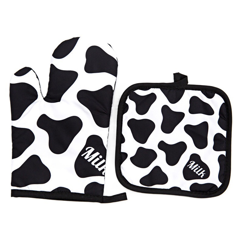 Cocina transfronteriza engrosada de poliéster impresión microondas horno guantes de alta temperatura resistente a la cocción anti-scald guantes de aislamiento